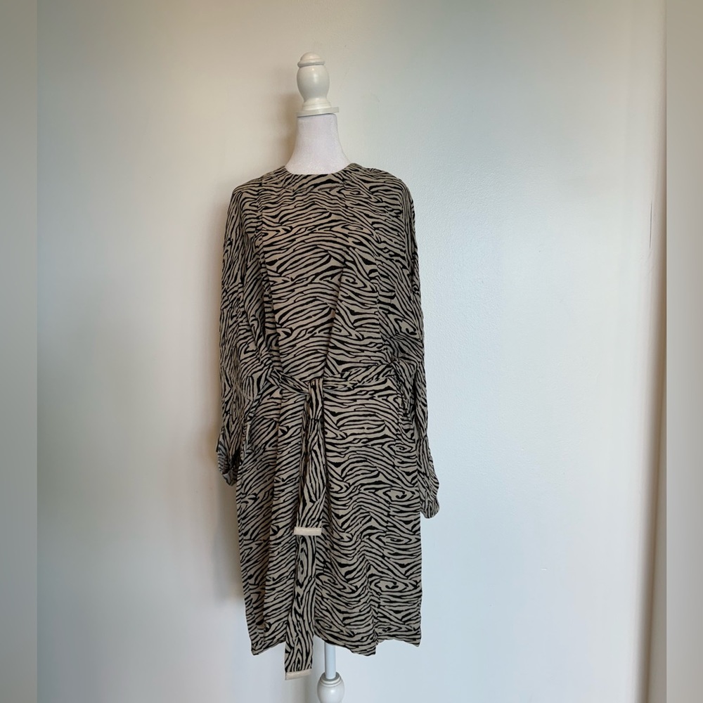 Nanushka Long Sleeve Animal Print Dress - Size Medium